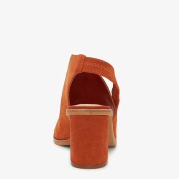 Vince Camuto Leather Peep-Toe Heeled Sandals Kaisly Burnt Orange - Picture 4 of 13